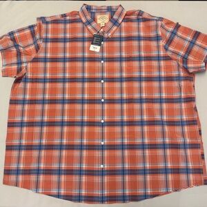 St. John's Bay Vibrant Plaid Button Down Shirt Big & Tall 5XLT Classic Fit